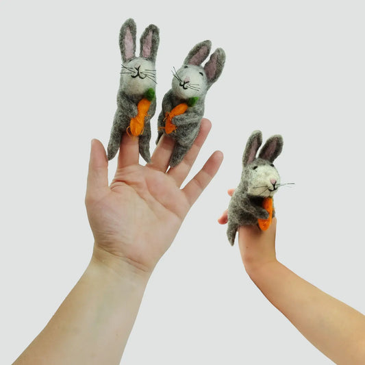 Felt Finger Puppets - Grey Bunny