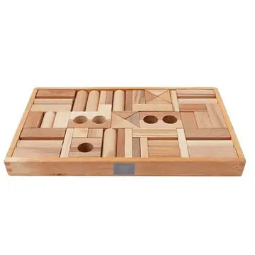 Wooden Blocks in Tray - 54 Pcs Natural