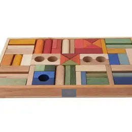 Wooden Blocks in Tray - 54 Pcs Rainbow