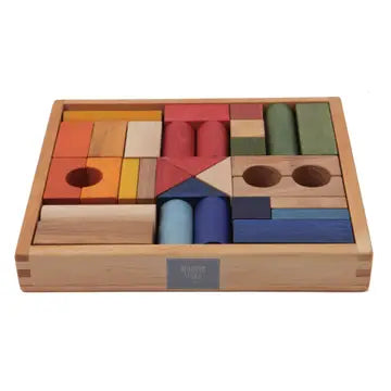 Wooden Blocks in Tray - 30 Pcs Rainbow