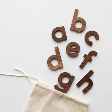 Wooden Lowercase Alphabet Set - Walnut