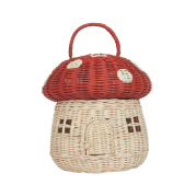 Rattan Mushroom Basket- Red